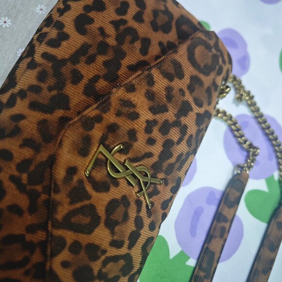 Saint Laurent Leopard Print Corduroy Chain Bag - Picture 3 of 13
